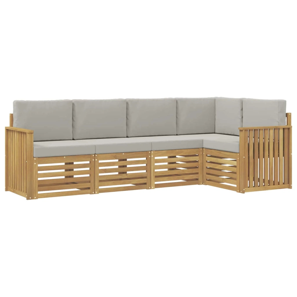 Set di divani da esterno 5 pcs Bianco e Grigio Chiaro 3391831