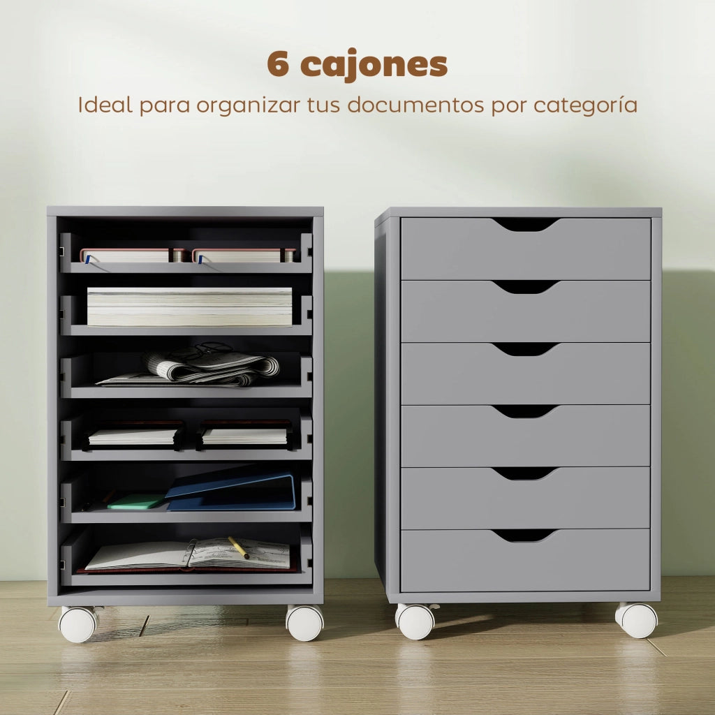 Scrivania con cassetti ¨C ZephMum ¨C Grigio 6 cassetti ruote