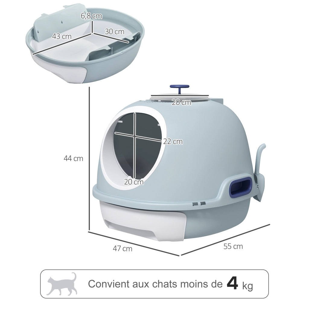 Casetta igienica per gatti con cassetto e paletta ¨C zephmum ¨C 47x55x44 cm blu