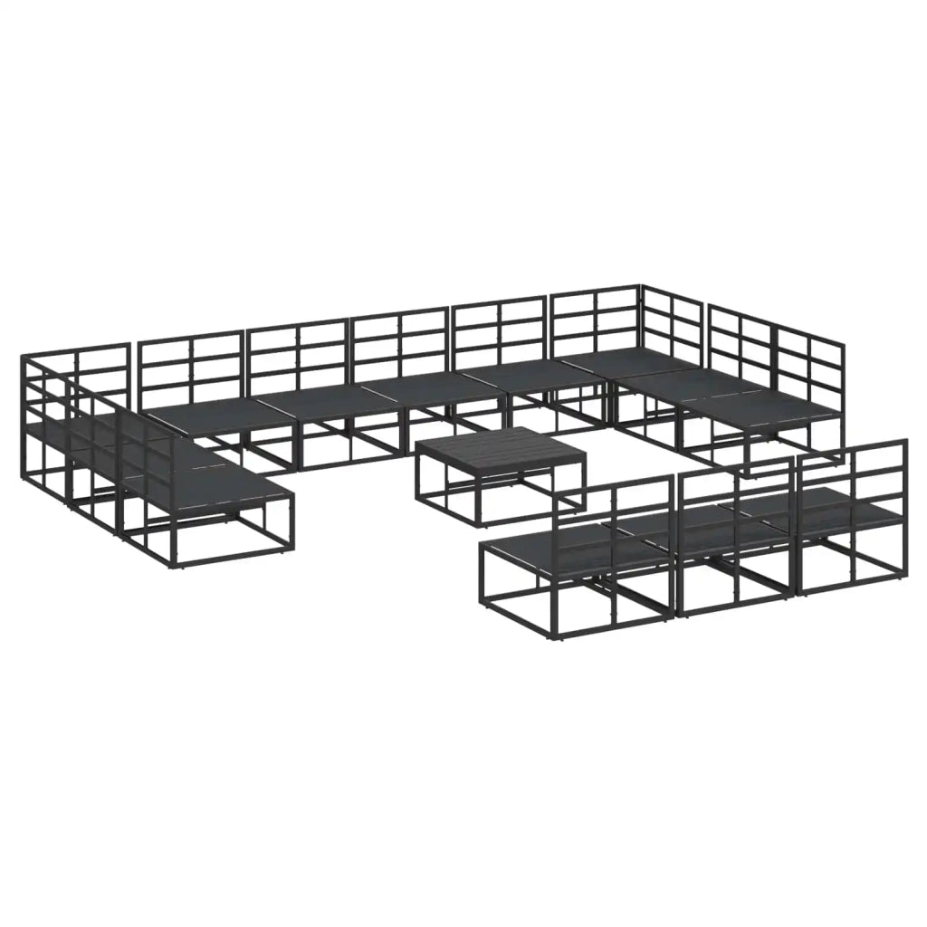 Set Divano da Giardino con cuscino 14 pcs Nero Alluminio 3378921