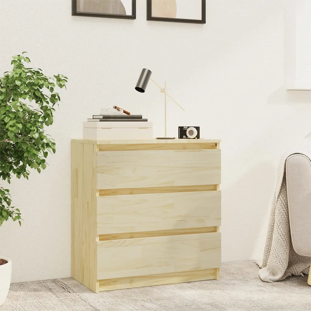 Comodino-Tavolino da notte 60x36x64 cm in Legno Massello di Pino