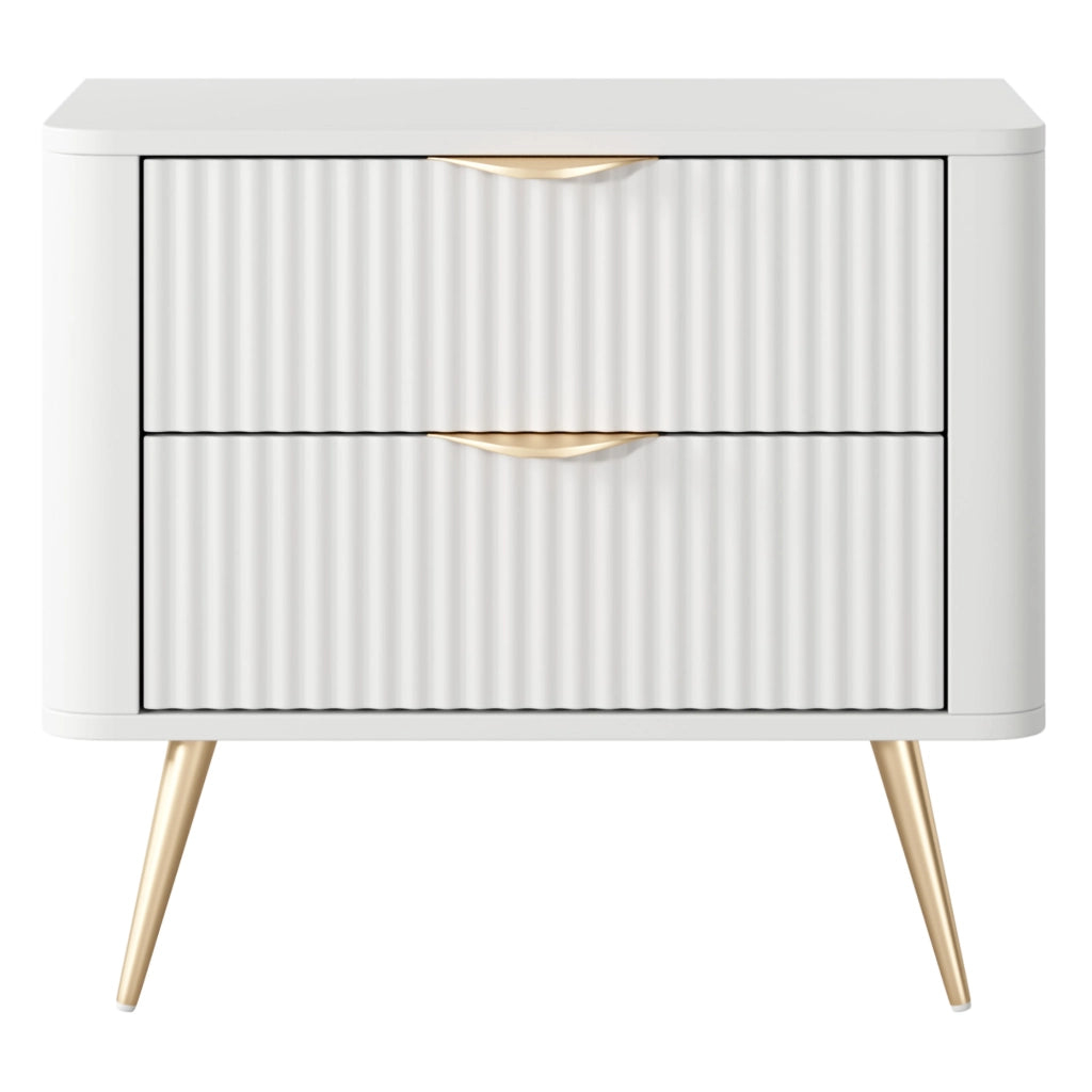 Baari, Comodino 2 Cassetti, 63x38x55h cm Bianco