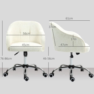 Sedia da ufficio girevole con altezza regolabile e schienale ergonomico, in poliestere, Bianco crema