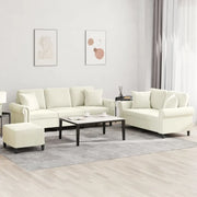 Set di Divani 3 pz con Cuscini Crema in Velluto