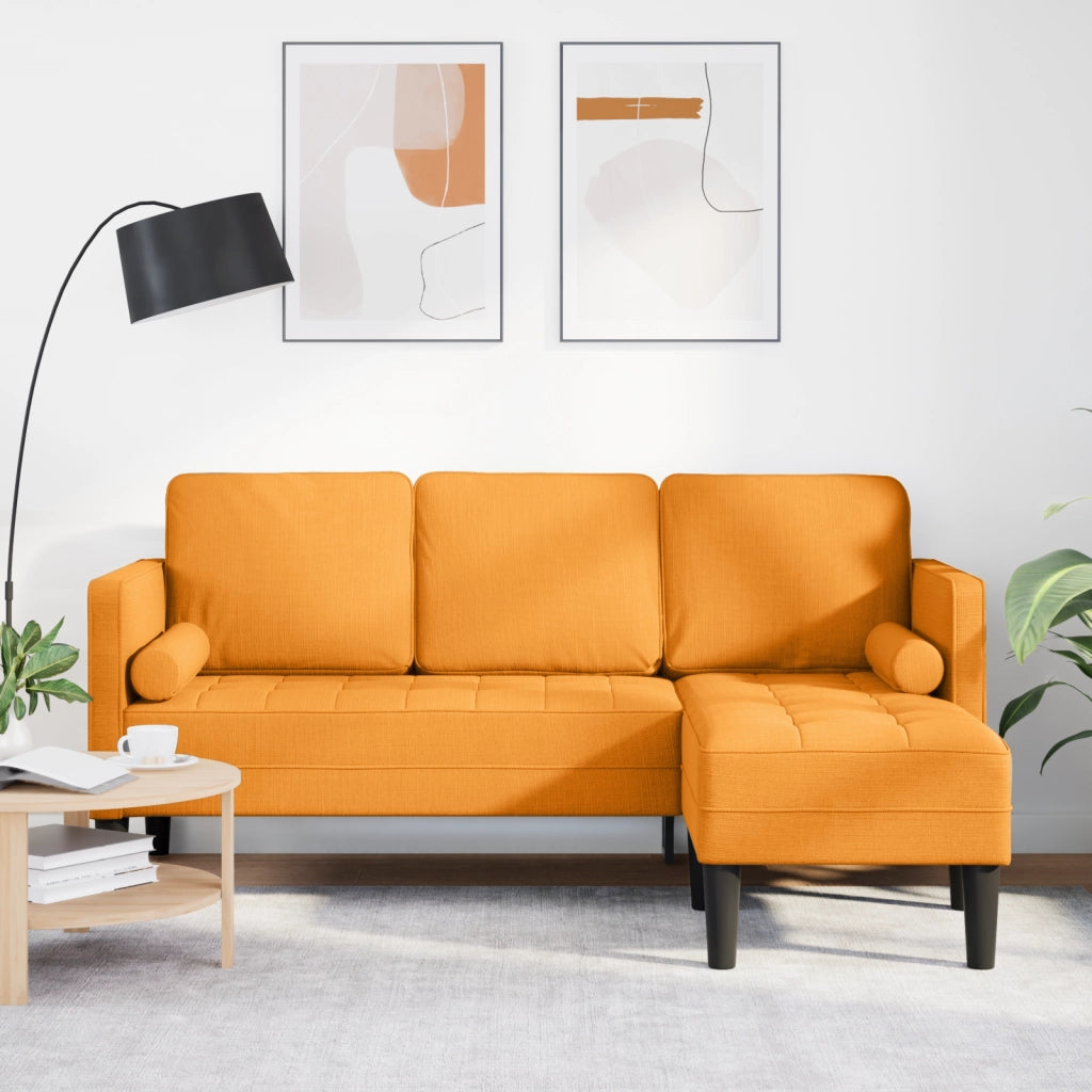 Sofa L-Shaped a 3 posti Giallo Scuro 160 cm in Tessuto