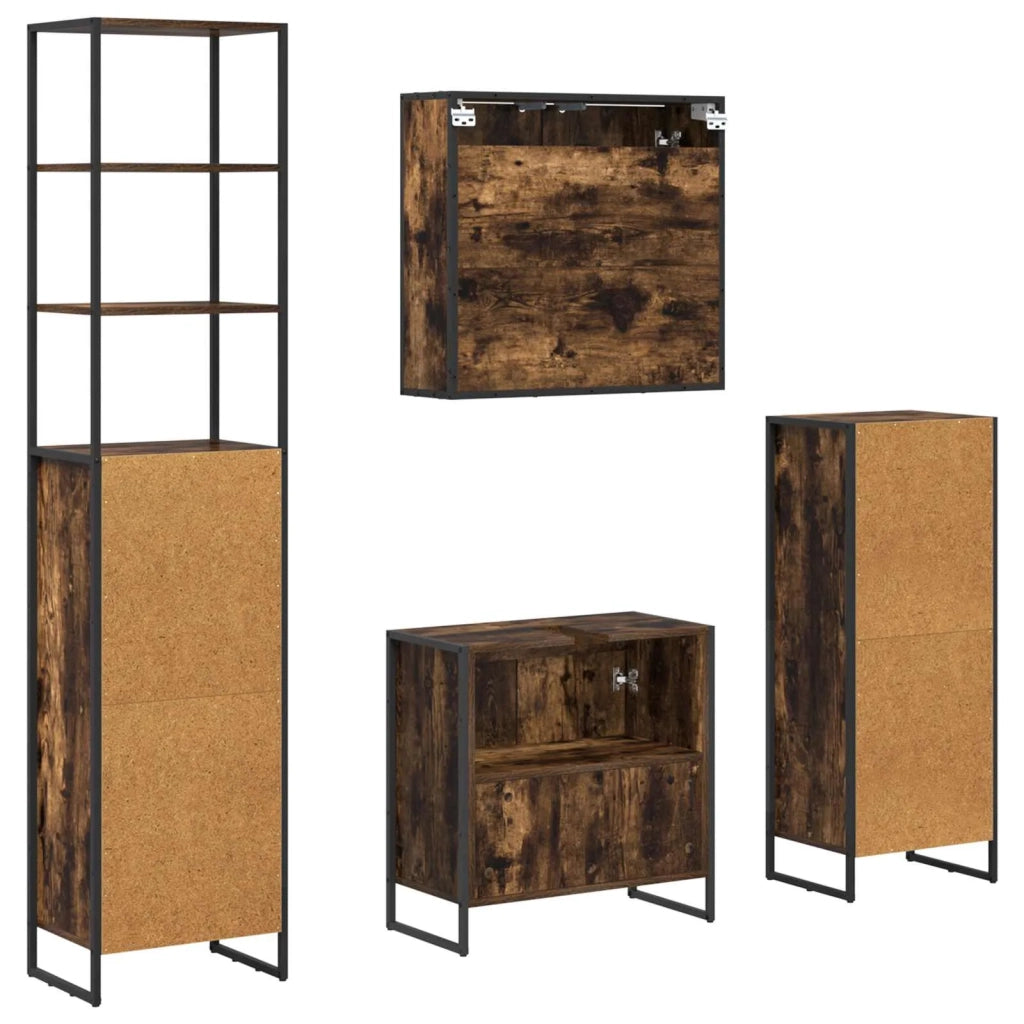 Set di mobili per il Bagno | Armadio da bagno Rovere fum¨¦ Legno multistrato