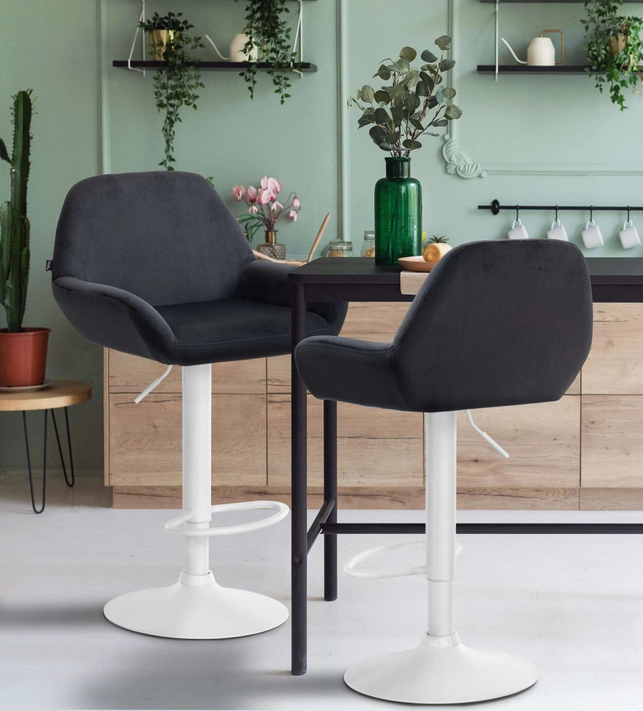 Sgabello Braga in velluto nero,bianco
