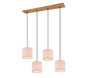 Lampada a sospensione 4 paralumi, legno, sabbia, L 100 cm, Elmau
