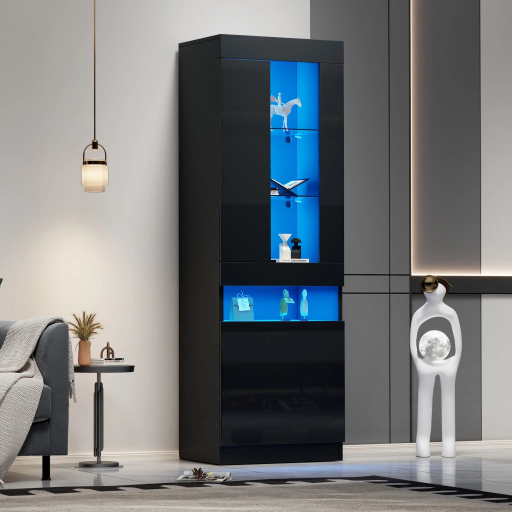 Vetrina moderna a LED USB 50x40x180 cm nera