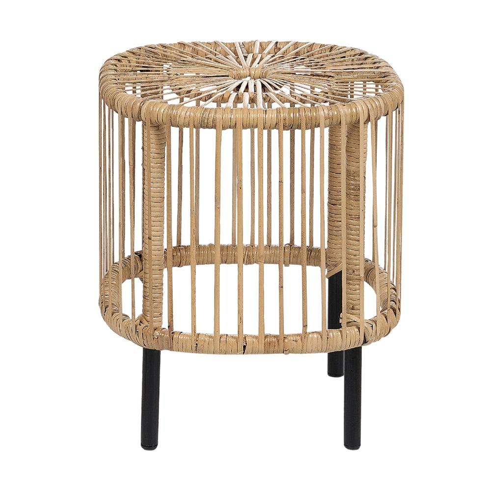 Set di 2 tavoli in rattan nero naturale fatti a mano resistenti ai raggi UV boho interno ed esterno stile boho