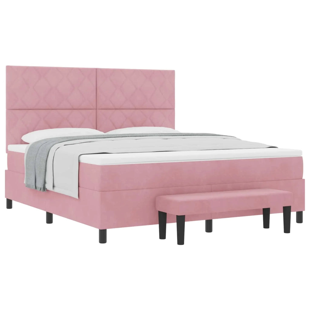 Letto a molle con testiera Rosa 200 x 180 cm Velluto 3344599