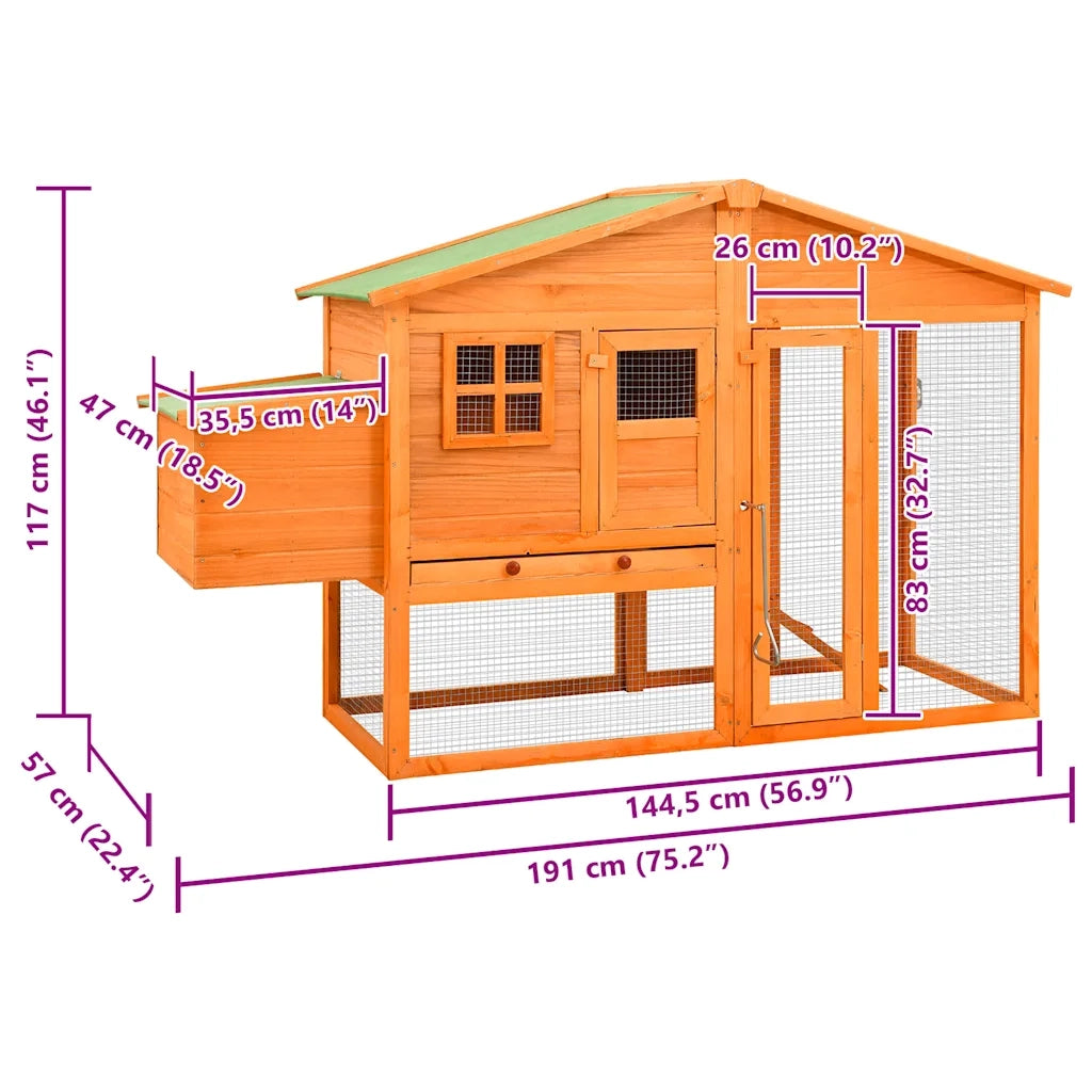 Pollaio con Casetta di Nidificazione in Legno Massello di Abete cod mxl 53233