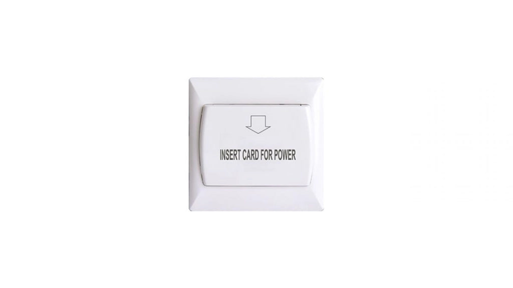 Interruttore per hotelcard Compatibile con qualsiasi tipo di scheda<br />LED di posizione<br />Realizzato in PC resistente al fuoco<br />Uscita relé<br />Facile installazione