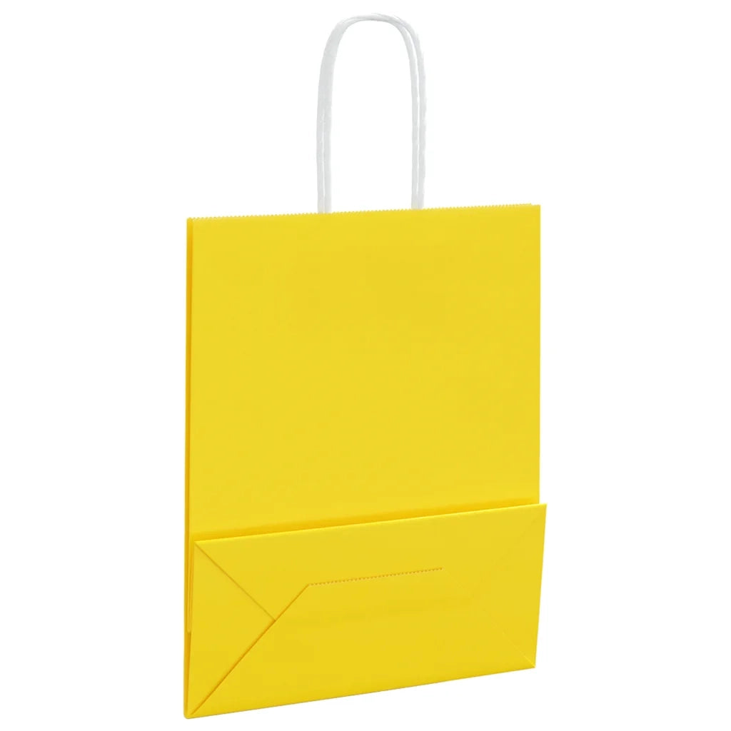 Sacchetti di Carta 250 pz con Manici Gialli 18x8x22 cm 4101782
