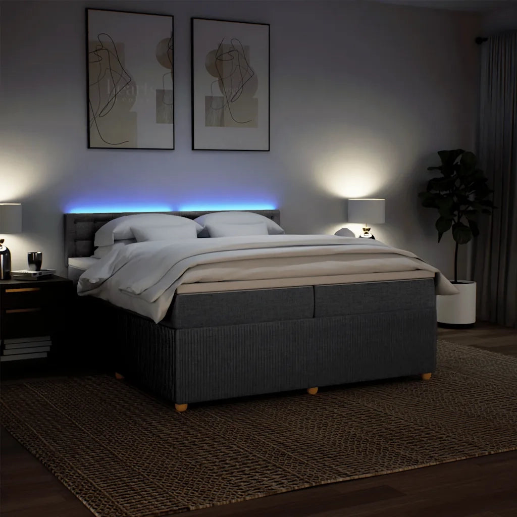 Giroletto a Molle con Materasso Grigio Chiaro 200x200cm Tessuto