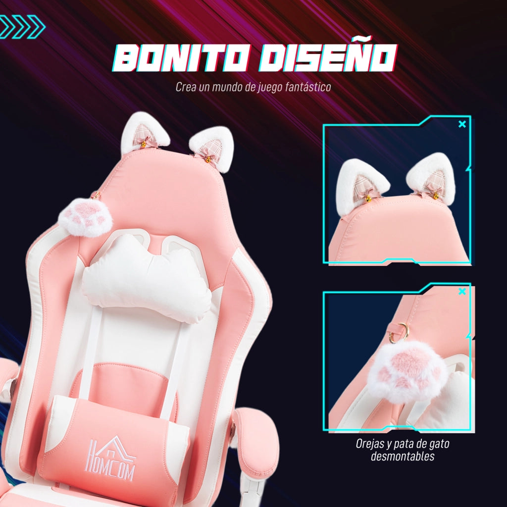 Sedia Gaming Reclinabile con Poggiapiedi Regolabile ¨C Zephmum ¨C Rosa