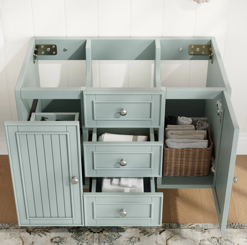 Mobile sottolavabo sospeso ULEVR 78,5 cm con cassetti e vano contenitore, MDF verde
