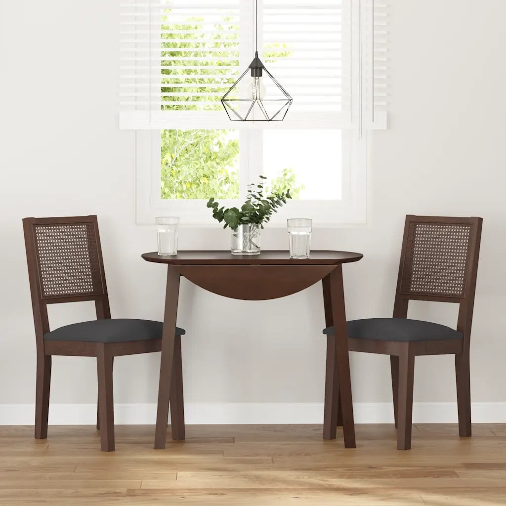 Sedie da Pranzo con Cuscini 2pz Marrone Legno Massello di Hevea 4102477