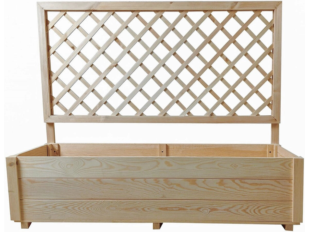 Fioriera in legno con traliccio "Orpin" - 128 x 44,5 x 103,5 cm