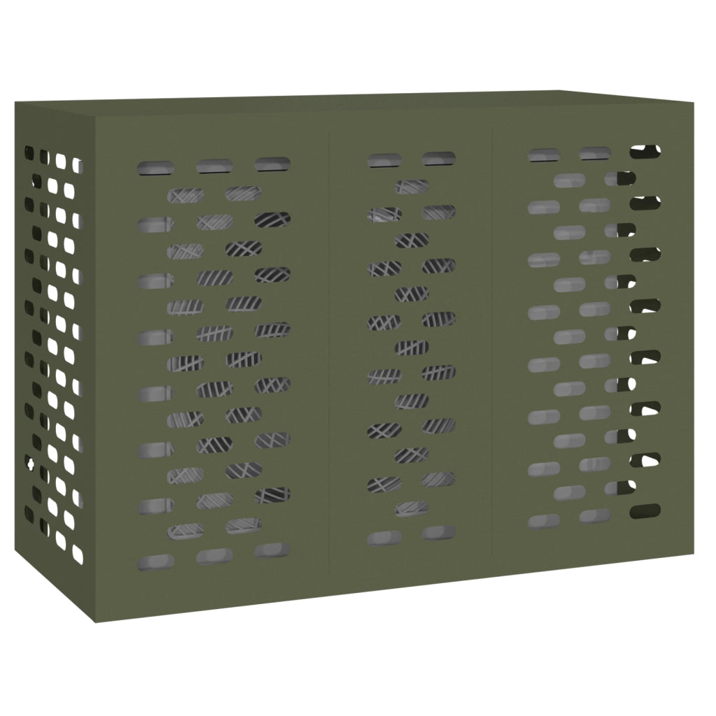 Copertura per Condizionatore d'Aria Verde Oliva 110x50x80 cm Acciaio
