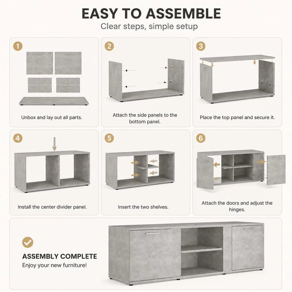 TV Cabinet Concrete Grey 120x34x37 Cm Wood-based Material