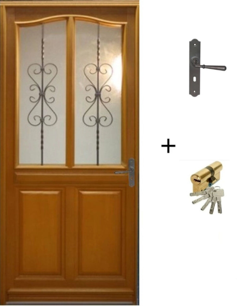 Porta d'ingresso in legno Exo modello 'Sandy' 215X90 Porta da tavolo a spinta con mano sinistra venduta con maniglia e cilindro senza maniglia