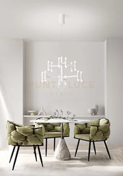 Sospensione in metallo e alluminio  Bianco opaco Candles LED 68W 3000K CRI?80 220-240V 50/60Hz 4690Lm biemissione dimmerabile