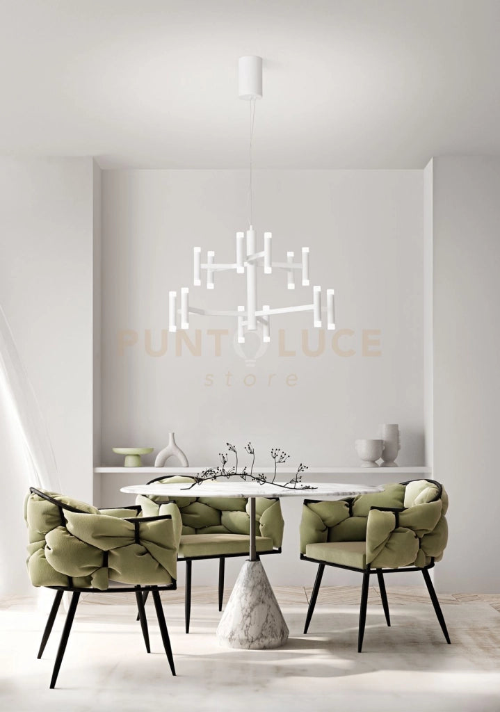 Sospensione in metallo e alluminio  Bianco opaco Candles LED 68W 3000K CRI?80 220-240V 50/60Hz 4690Lm biemissione dimmerabile