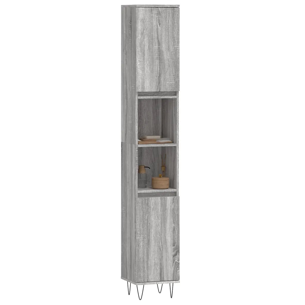 Armadietto Bagno | Armadio da bagno Grigio Sonoma 30x30x190cm in Legno Multistrato