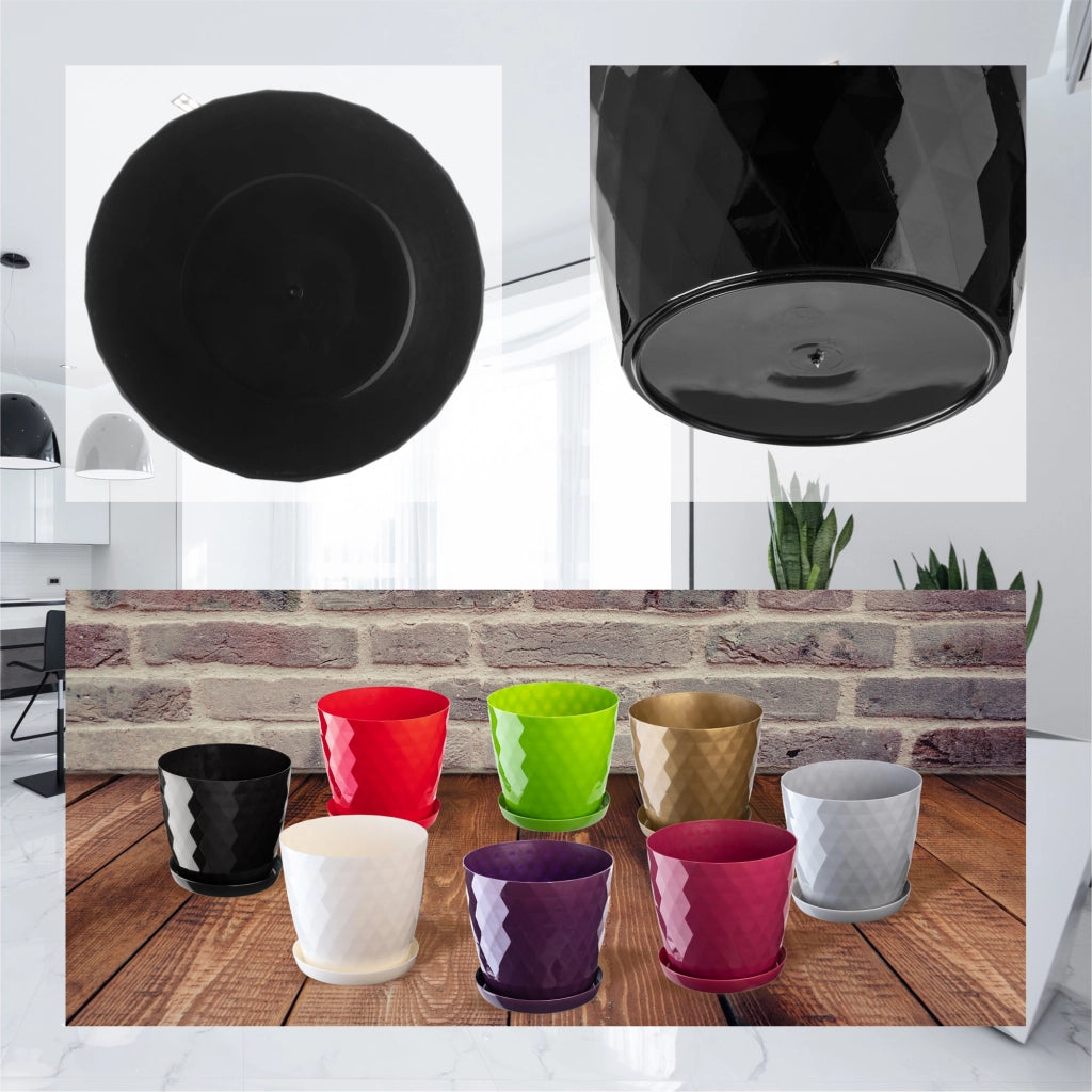 Vaso da fiori KADAX con supporto, coperchio rotondo, plastica, nero, 16 cm