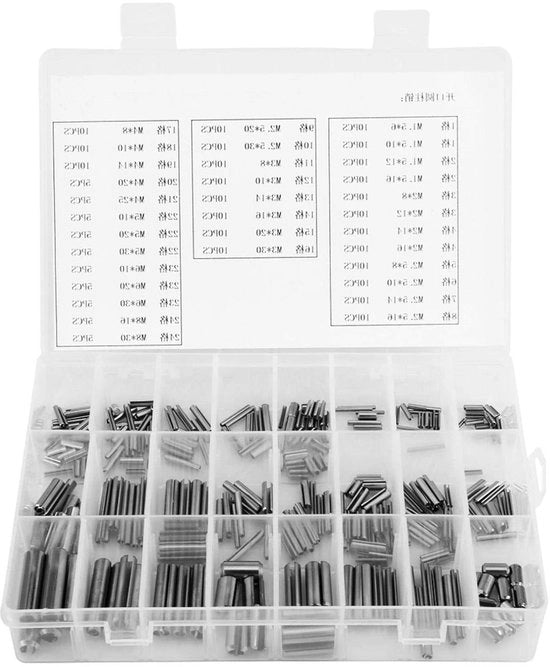 Assortimento di Viti e Chiodi a Bordo - 280 pezzi - Acciaio Inossidabile - M1.5 M2 M2.5 M3 M4 M5 M6 M8 - Industria Meccanica - Scatola di Stoccaggio