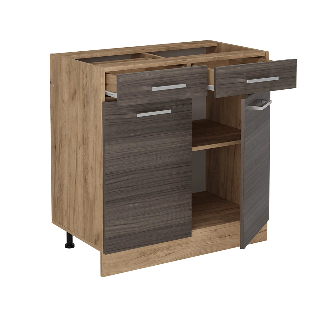 Mobiletto base per cucina R-Line Grigio nobile/Rovere dorato 80 cm, PL Antracite Vicco