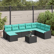 Set di divani con cuscino 9 pcs Nero polyrattan