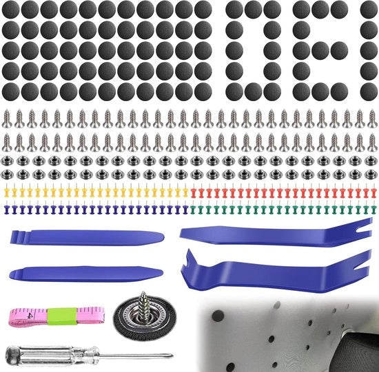 Set di riparazione per auto con 130 pezzi - chiodi a molla universali - attrezzo di levatura - uncinator - set di spilli - livella universale .