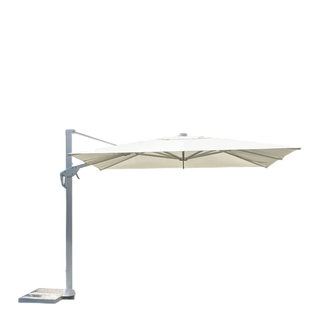 OMBRELLONE CONTRACT MEZZA RETTANGOLARE 3x4 M BIANCO CON BASE DECENTRATA