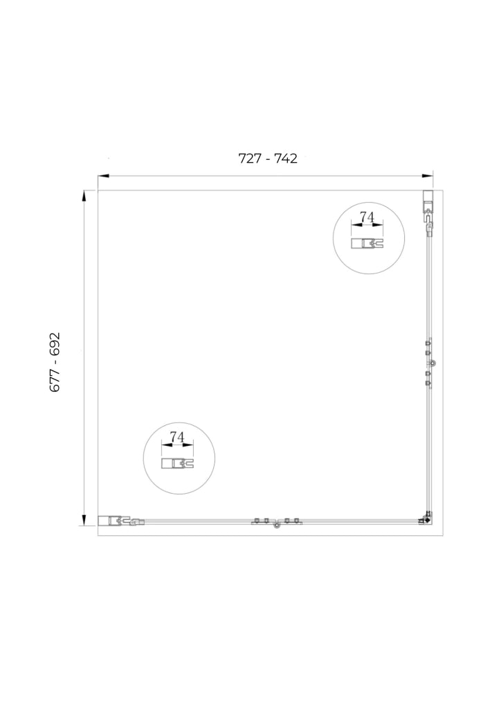 Box doccia angolare pieghevole a libro con chiusura a pacchetto H 190 cromo anticalcare trasparente con misure 70 (67,5-69) x 75 (72,5-74)