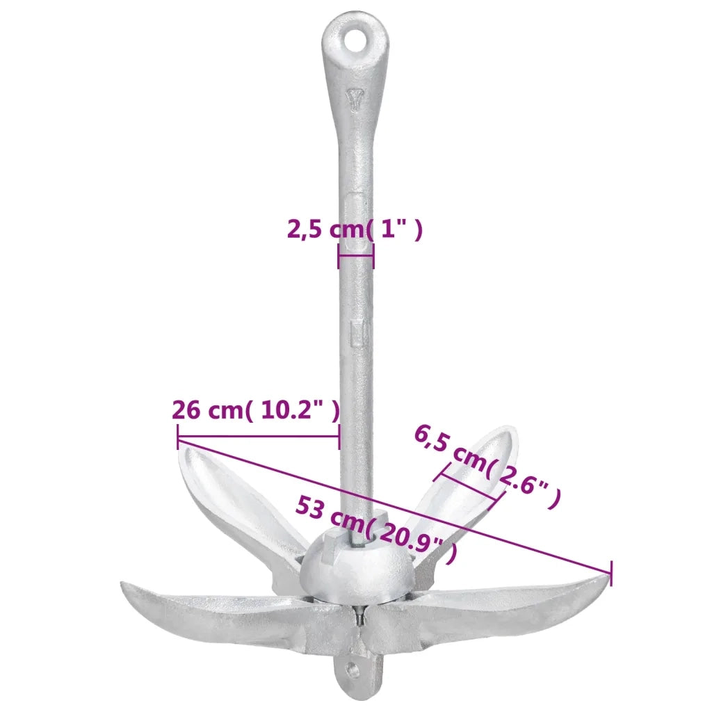 Ancora Pieghevole Argento 8 kg in Ghisa Zincata a Caldo 94272
