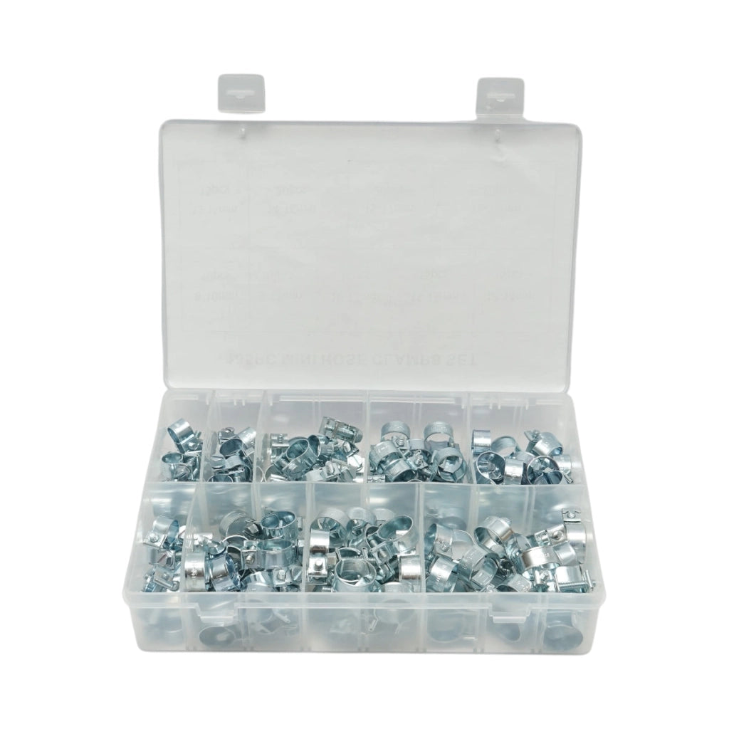 Kit fascette stringitubo in metallo con vite per tubi da 8-18 mm 135 pezzi