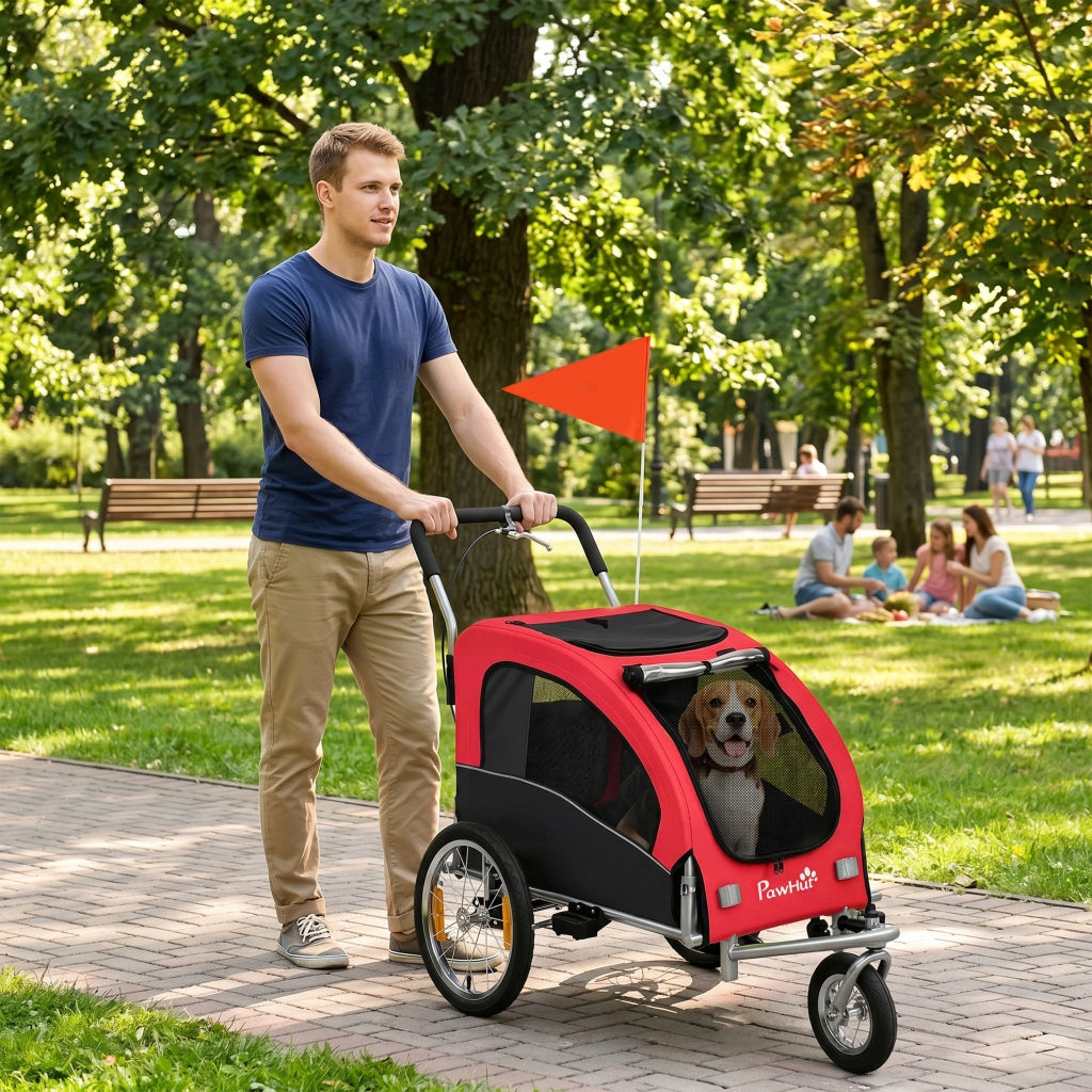 Carrello per cani pieghevole 2 in 1 ¨C Minimal ¨C Rosso