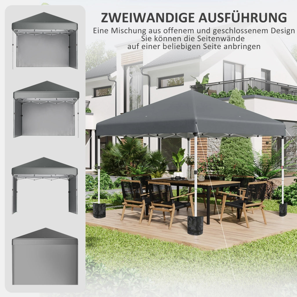 Gazebo pieghevole con 2 pareti ¨C zephmum ¨C grigio scuro 3x3 m