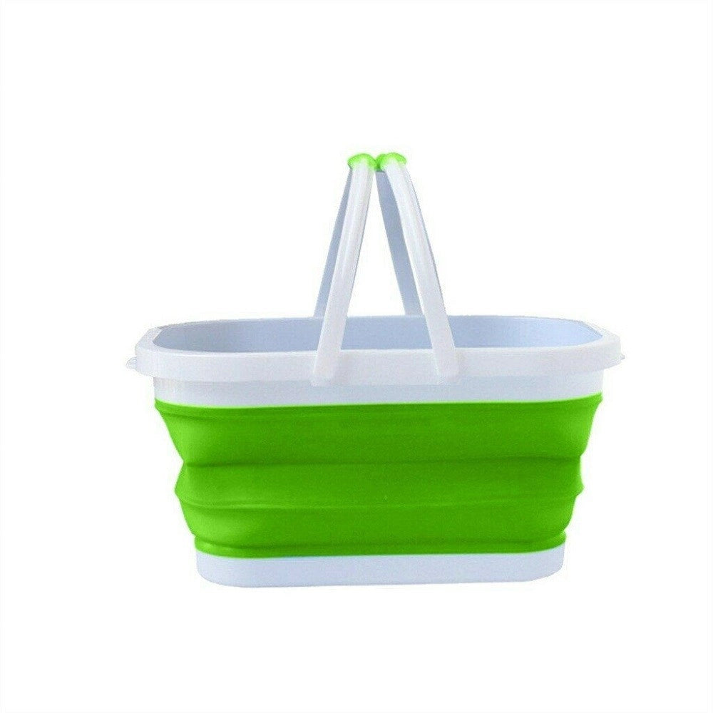 Trade Shop - Cesto Pieghevole In Silicone Multiuso Bagno Cucina Pic Nic Alimenti 38x27x19cm -