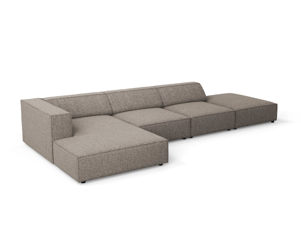 Cosmopolitan Design - Divano angolare sinistro "Arendal" 5 posti in ciniglia grigio 
