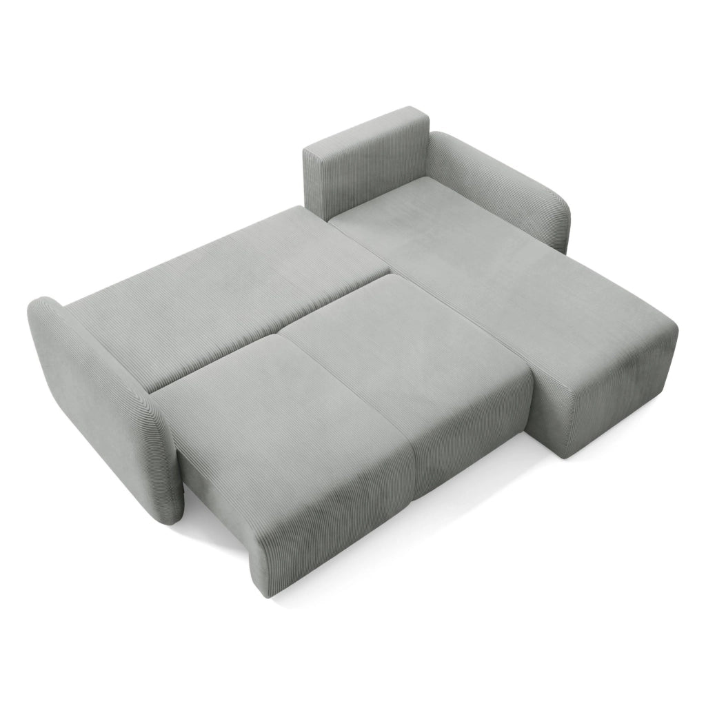 Ranco, Divano Letto con Penisola Contenitore, 245x185 cm Grigio