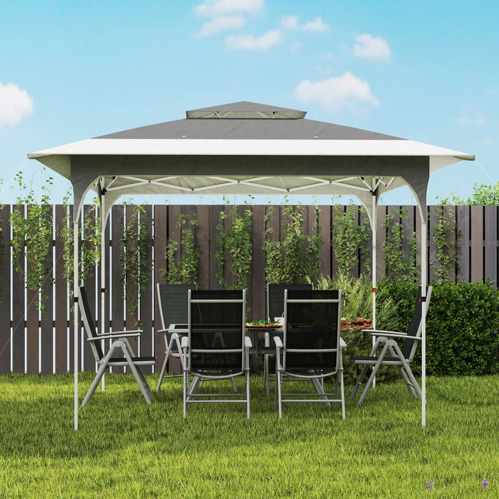 Gazebo Pieghevole 352x352x278 cm Apertura Pop Up in Tessuto Oxford Grigio Scuro