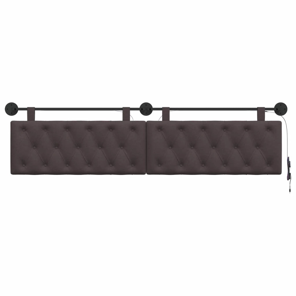 Testiera sospesa Con luce LED Marrone Scuro Tessuto 3424713