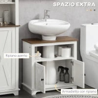 kleankin Mobile Bagno Sotto Lavabo con Armadietto a 2 Ante e Ripiano Aperto, in Truciolato, 60x30x60 cm