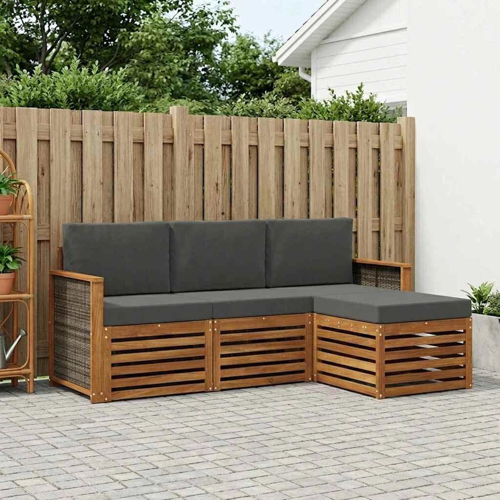 Set di divani da esterno 4 pz Naturale e Antracite 3384198