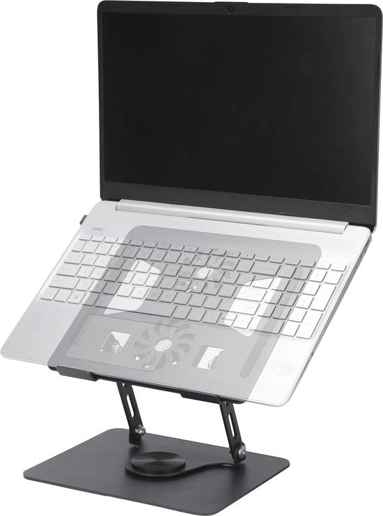 Standa di Regolazione per Laptop per Scrivania - Elevatore di Laptop Opaco con Ventilatori e Rotazione - Sostegno Ergonomico Portatile per Computer