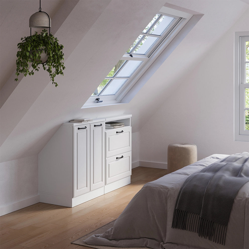 Set di mobili sottotetto Rion Bianco rustico/Bianco Set di 2 Vicco