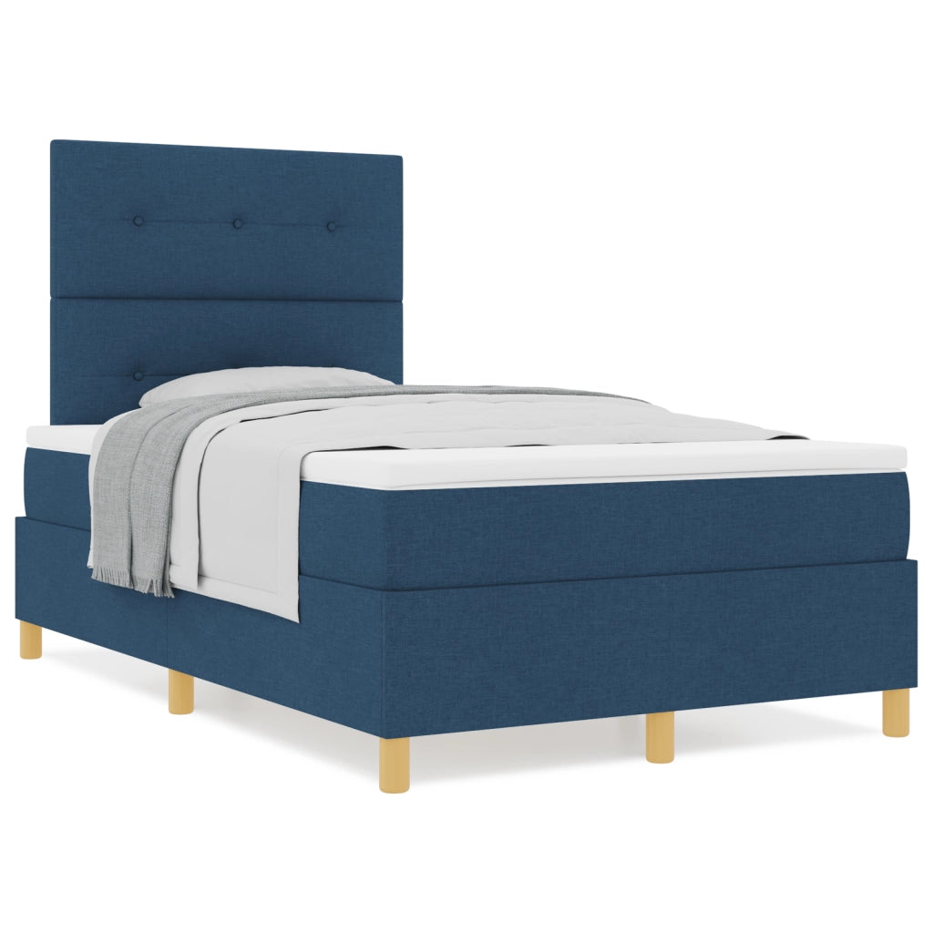 Letto con Box Spring e Materasso Blu 120x200 cm Tessuto